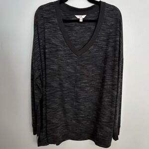 Sweet Treasures Gray V-Neck Knit Long Sleeve Top 3X Plus Polyester Blend Women's